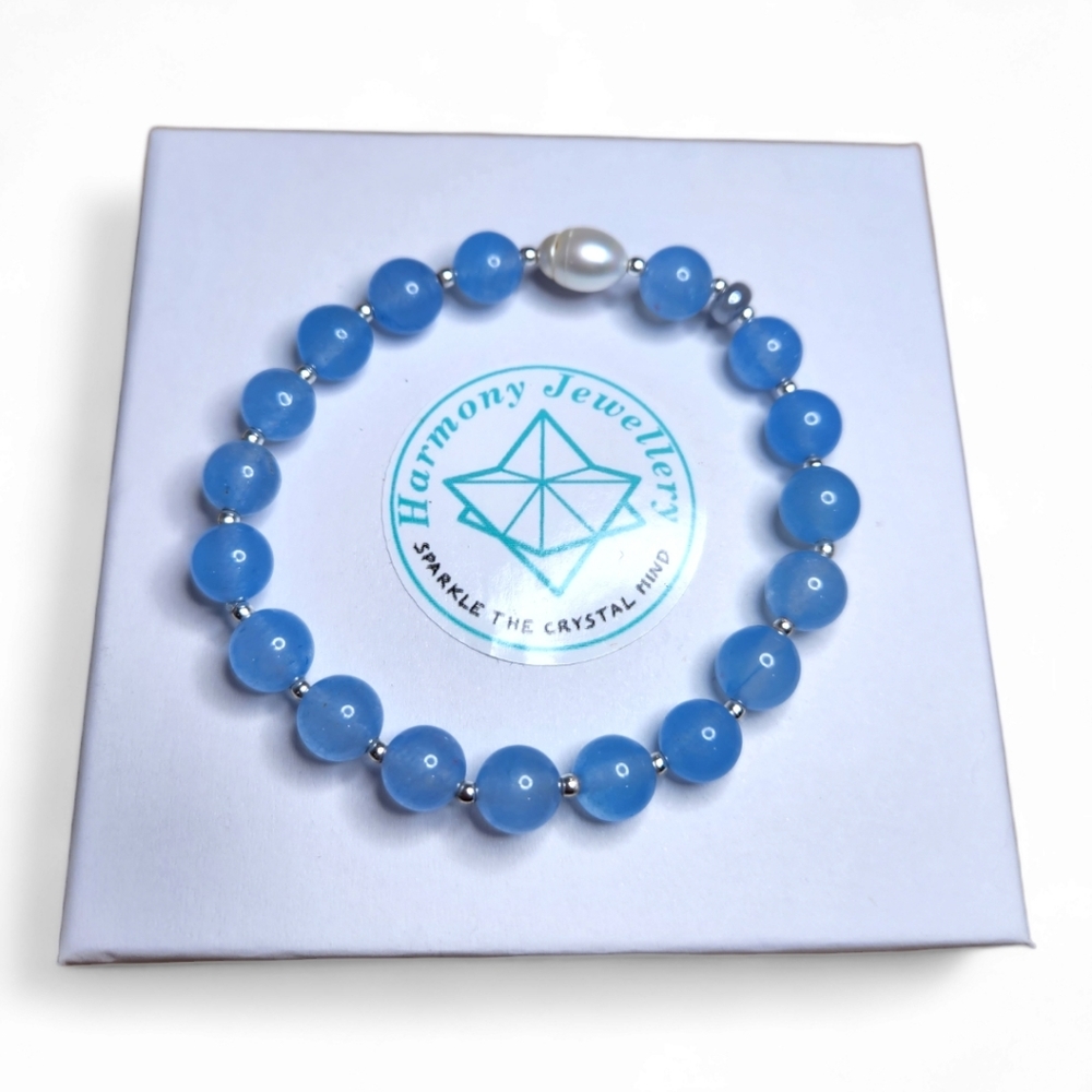 Aquamarine Freshwater Pearl bracelet 8 mm